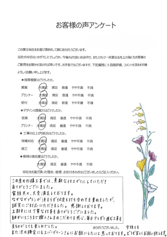 素敵な仕上がりにしていただきありがとうございました。